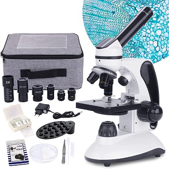 Monocular Microscope with 40X-2000X Magnification Dual LED Illumination